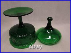 Empoli Italian Glass 9.25 Forest Forrest Green Apothecary Candy Jar Circus Tent