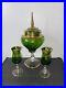 Empoli Italy Green Glass Apothecary Jar Gold Overlay Jewels & 2 Glasses Lot