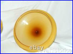 Empoli Mid Century Hand Blown Amber Art Glass Pedestal Apothecary Dish Lid 12