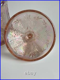 FENTON Art Glass Pink Iridescent Covered Candy/Cookie Jar LOGORAREMINT