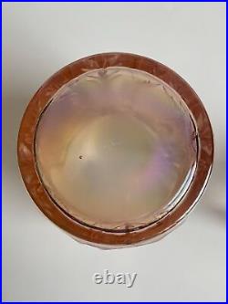FENTON Art Glass Pink Iridescent Covered Cookie Jar Dish LOGORAREMINT