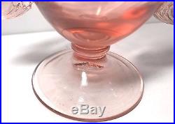 FENTON Glass Clear Velva Rose PINK DOLPHIN HANDLE Candy Jar box DISH Lidded FISH