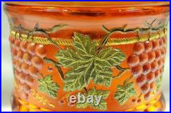 FENTON TOBACCO JAR Orange Painted GRAPE CABLE Vicki Curren OOAK FREEusaSHIP
