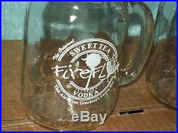FIREFLY SWEET TEA VODKA Glass Redneck Mason Jars with handles 12oz SET OF 6