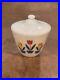 FIRE KING TULIP Ivory Off White GREASE DRIP JAR with Lid Anchor Hocking USA