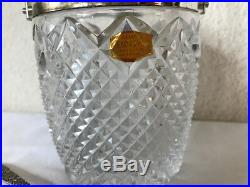 F. B. Rogers Silver Plated Lead Crystal Ice Bucket Jam Jar Handle withLid+Spoon
