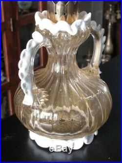 Fabulous Barovier Lamp Jar Boccia Glass Two-handled Submerged Gold