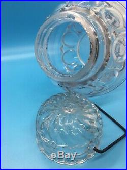 Fancy Candy Fruit Jar Original Flint Glass Threaded Lid Quart Bale Handle c1900