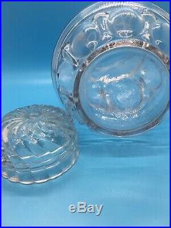 Fancy Candy Fruit Jar Original Flint Glass Threaded Lid Quart Bale Handle c1900