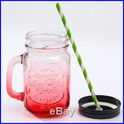 Fashional Vintage Glass Drinking Jar Handle Lid 500ML Retro Party Gift Decor Cup