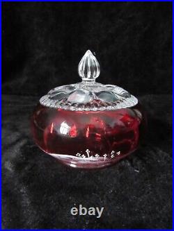 Fenton 1515 PF Cranberry Mary Gregory Here Kitty Kitty Covered Candy Jar