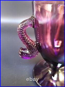 Fenton Amethyst Glass Apothecary/Candy Jar with Dolphin Handles