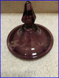 Fenton Art Glass Dolphin Line #1532 Handled Amethyst Purple Vintage Candy Jar