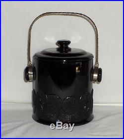 Fenton BIG COOKIES BLACK 7 MACAROON JAR withLID & HANDLE