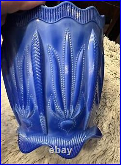 Fenton Cactus Pattern 100th Anniv Periwinkle Blue Glass FFOGKC Bisquit Jar 2005