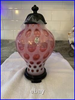 Fenton Cranberry Coin Dot 11 Ginger Jar Limited Edition #991 Mint+ All 3 Tags