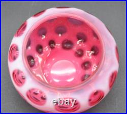 Fenton Cranberry Coin Dot Opalescent Covered Powder Jar/Candy Dish 1947-51