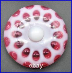 Fenton Cranberry Coin Dot Opalescent Covered Powder Jar/Candy Dish 1947-51