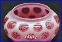 Fenton Cranberry Coin Dot Opalescent Covered Powder Jar/Candy Dish 1947-51