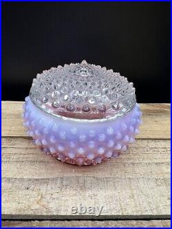 Fenton Cranberry Opalescent Hobnail Covered Powder Jar