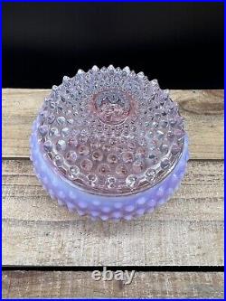 Fenton Cranberry Opalescent Hobnail Covered Powder Jar