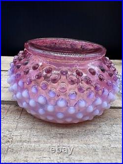 Fenton Cranberry Opalescent Hobnail Covered Powder Jar