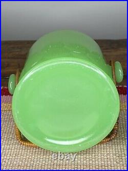 Fenton Jade Jadeite Green Clambroth Big Cookies Glass Cookie Macaroon Jar + Lid