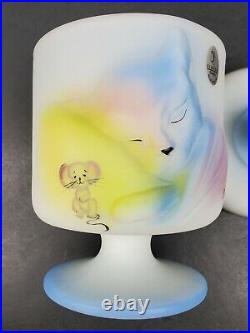 Fenton Ltd Ed Tie-Dye Carolyn's Collectibles Chessie Cat Jar Mouse MINT Cond