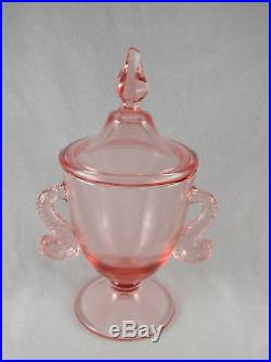 Fenton VELVA ROSE Dolphin Handled CANDY Jar with Cover
