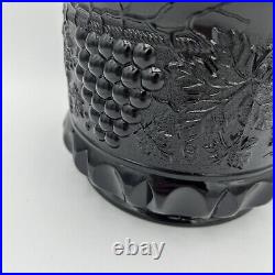 Fenton Vintage Black Glass Grape and Cable Tobacco Jar Biscuit Jar Cookies