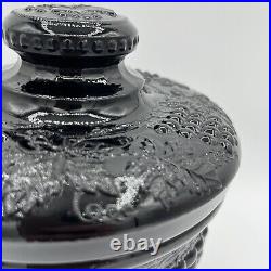 Fenton Vintage Black Glass Grape and Cable Tobacco Jar Biscuit Jar Cookies