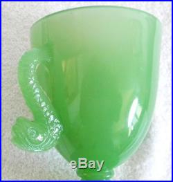 Fenton lidded jade green candy jar ca 1927 dolphin handles FREE SHIPPING