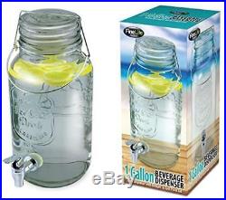 Fine Life Mason Jar Glass Beverage Dispenser with Wire Handle 1 Gallon