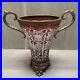 Fine Red Cut to Clear Bohemian Glass Vase with Bronze Handles & Footed Base