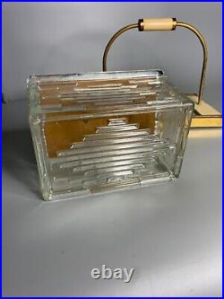 French Art Deco cookie dish with handle holder glass box and mirror