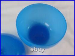French Blue Opaline Glass Acorn Form Box Lidded Fruit Bowl Dish