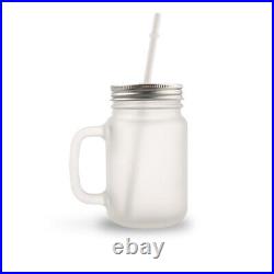 Frosted Glass Mason Jar With Handle, LID And Straw Case For Sublimation