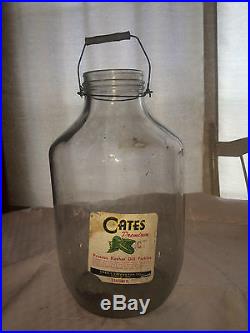 GIANT 5 GALLON CATES KOSHER PICKLE JAR GLASS WITH HANDLE & LID. 18T X 12DIA