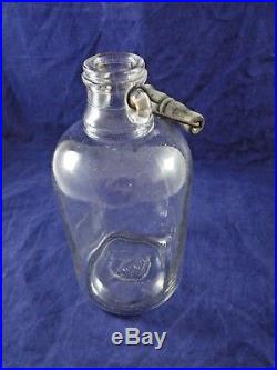 GLASS JUG JAR with WIRE WOODEN BAIL HANDLE