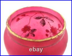 GRASSHOPPER Antique PICKLE CASTOR Cranberry Enamel Jar Wm. ROGERS #455