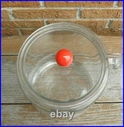 General Store Glass Candy / Pretzel Jar with Acrylic Lid, Red Ball Handle