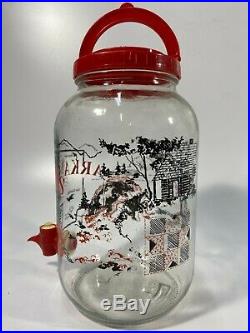 Glass Arkansas Beverage Dispenser Red White Black Retro Jar With Razorbacks