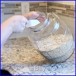 Glass Barrel Jar WithLid Vintage Pickle Canister Large Handle Clear