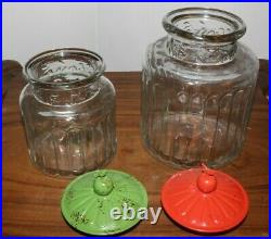 Glass Candy Jar Container Set with Apple Design and Airtight Lids