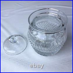 Glass Crystal Round Barrel Biscuit Cookie Jar Canister with Lid Glandore Pattern