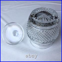 Glass Crystal Round Barrel Biscuit Cookie Jar Canister with Lid Glandore Pattern