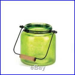 Glass Jar Candleholder Lantern Metal Handle Large & Small Blue Green 4 Lot Mixed