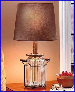 Glass Jar Table Lamp Rustic Primitive Country Vintage Design NEW Handles Light
