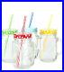 Glass Jar With Straw & Handle Solid Container For Home & Restaurant Pack Of 4