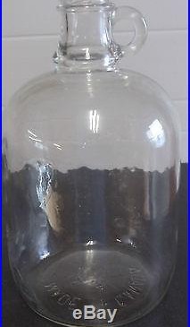 Glass Jug Finger Handle Clear Glass 10 Made in Canada #6176 1/2 Gallon Vintage